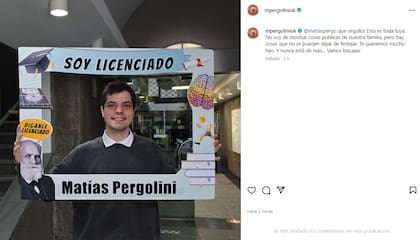 Matías, el hijo de Mario Pergolini, al recibirse de licenciado en Psicología