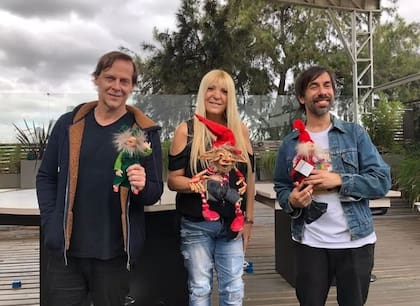 Matías Martin, Liliana Chelli y Clemente Cancela, luego de una entrevista en la radio