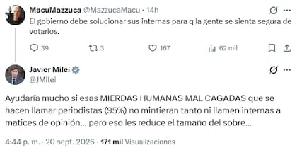 "Matices de opinión", dijo Milei sobre diferencias al interior del Gobierno