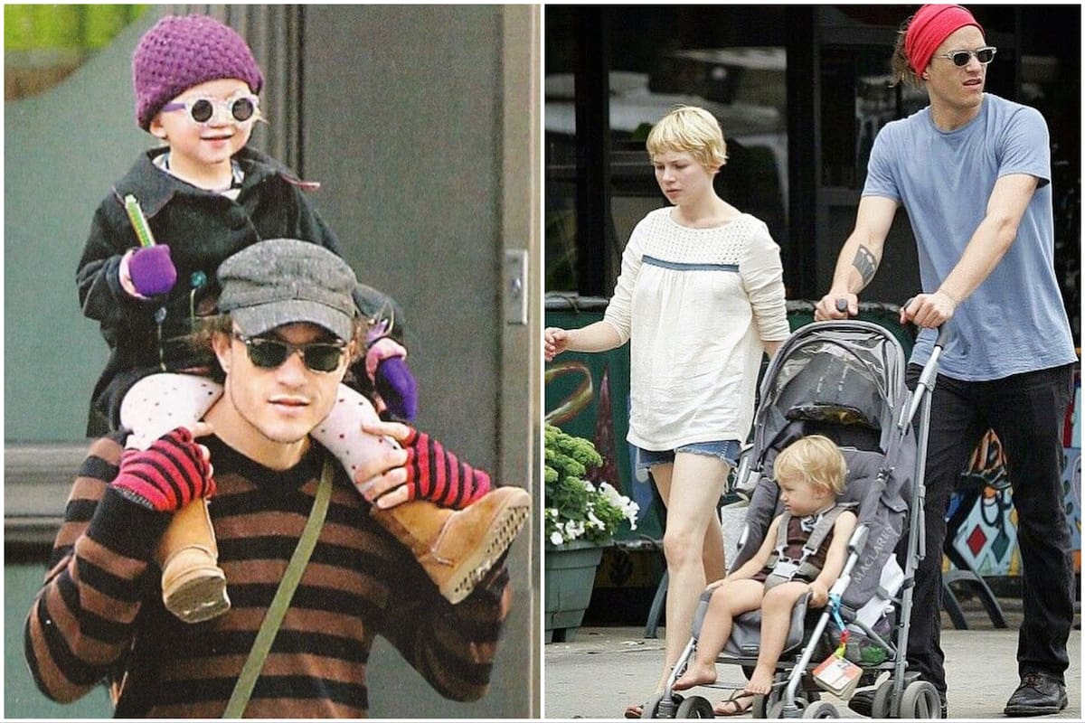 Matilda Ledger, cuando todavía era una niña, en compañía de sus famosos padres, Heath Ledger, fallecido en 2008, y Michelle Williams
