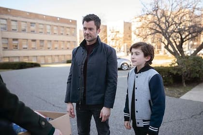 Matt Long y Jack Messina en el rodaje de Manifiesto