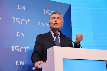 Mauricio Macri durante el discurso en la celebración de los 150 años de LA NACION