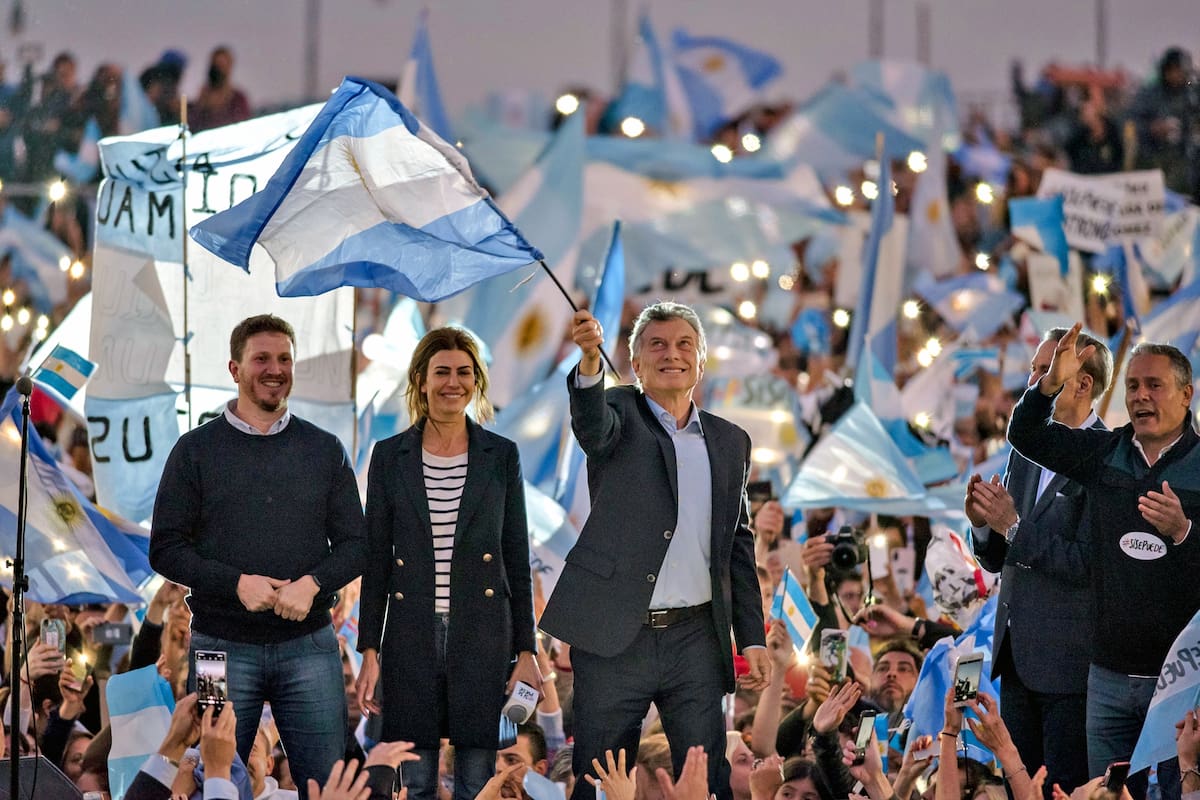 Mauricio Macri durante la marcha en Rosario