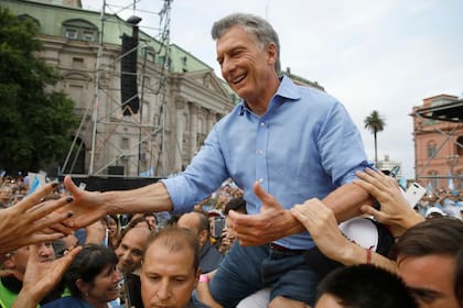 Mauricio Macri en el acto de despedida en la Plaza de Mayo