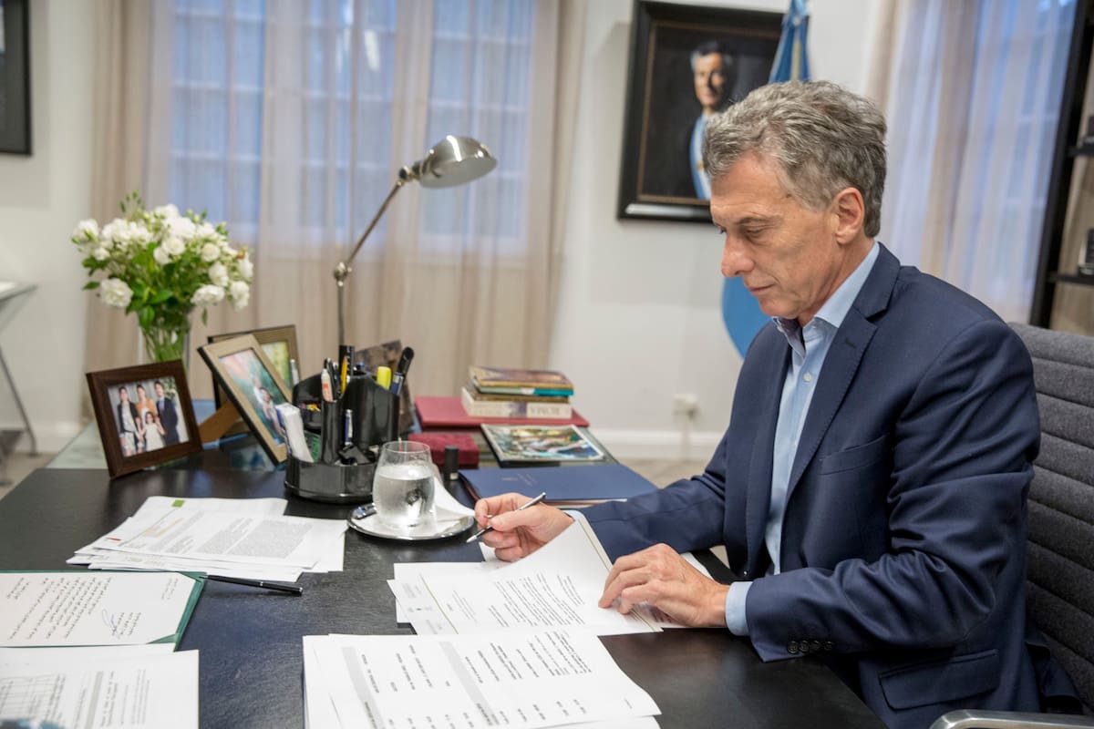 Mauricio Macri en su despacho de la quinta presidencial en 2018