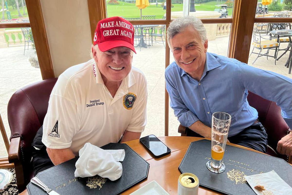 Mauricio Macri en un almuerzo con Donald Trump