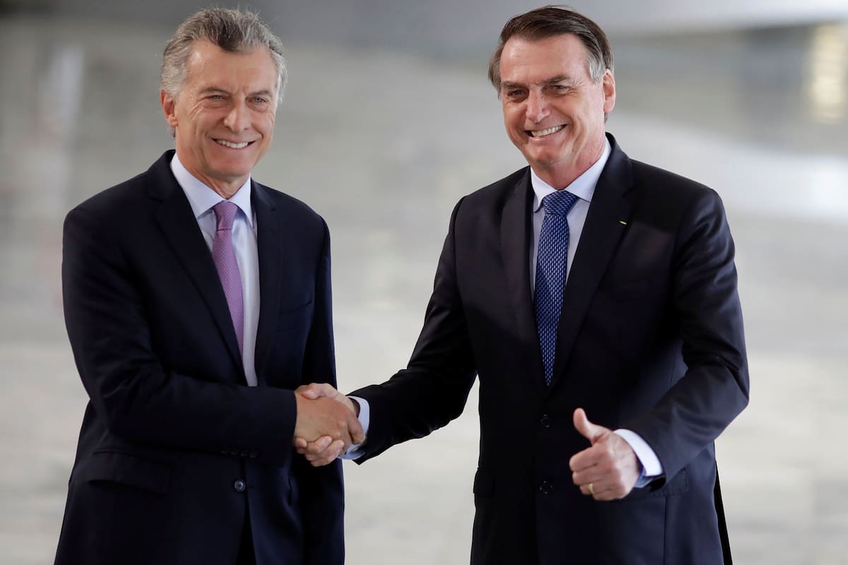 Mauricio Macri junto a Jair Bolsonaro en Brasilia