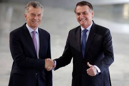 Mauricio Macri junto a Jair Bolsonaro en Brasilia