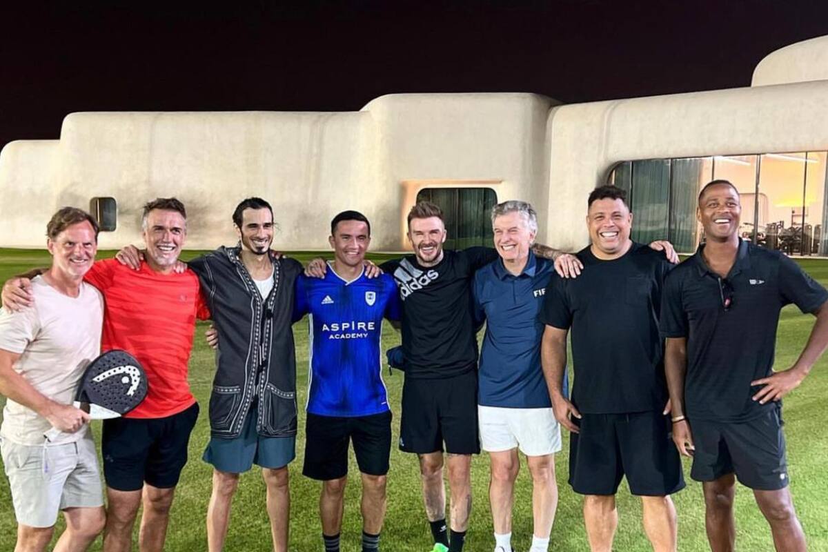 Mauricio Macri junto a Ronaldo, David Beckham
