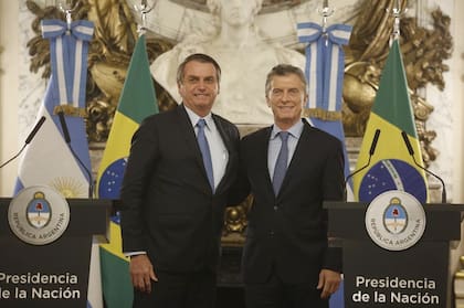 Otros tiempos: Mauricio Macri recibiendo al entonces presidente de Brasil, Jair Bolsonaro, en agosto de 2019