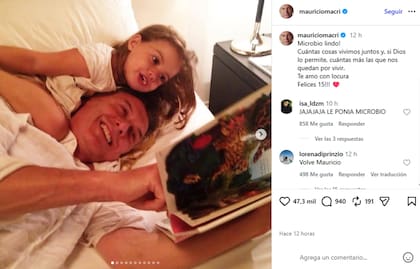 Mauricio Macri también utilizó su cuenta de Instagram para celebrar un nuevo cumpleaños de Antonia