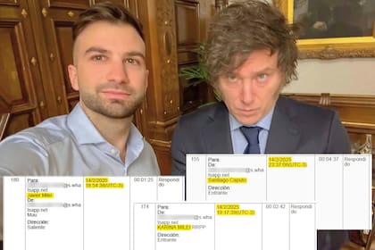 Mauricio Novelli y Javier Milei, con las pruebas de los intercambios de los llamados