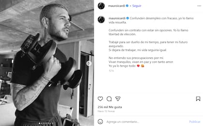 Mauro Icardi compartió imágenes de sus entrenamientos mientras define su futuro profesional (Captura: Instagram @mauroicardi)