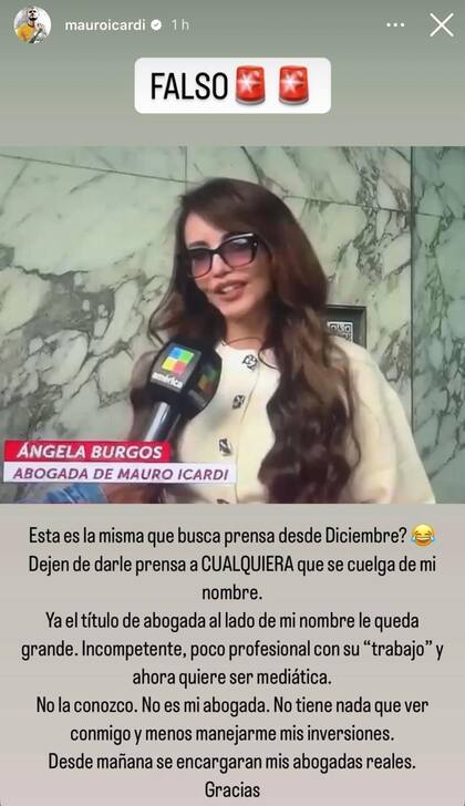 Mauro Icardi estalló contra la abogada Ángela Burgos y desmintió sus dichos (Foto: Instagram @mauroicardi)