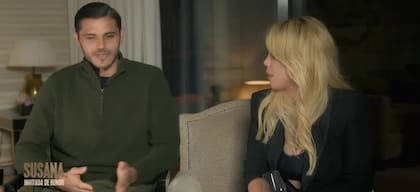 Mauro Icardi hizo lo mismo junto a su esposa Wanda Nara en una nota con Susana Giménez