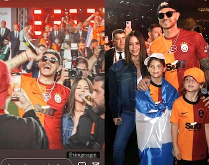 Mauro Icardi junto a Simge y sus hijas en Estambul