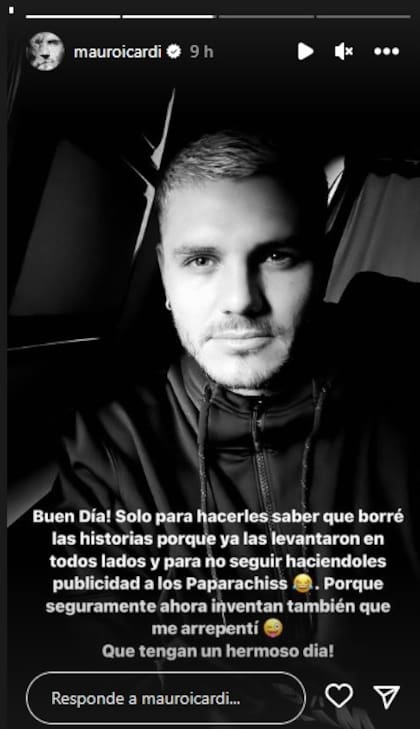 Mauro Icardi justifica por qué borró las historias de su descargo