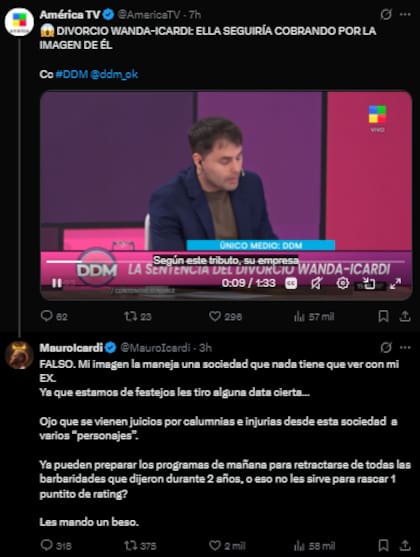 Mauro Icardi negó que Wanda Nara siga recibiendo dinero por su imagen