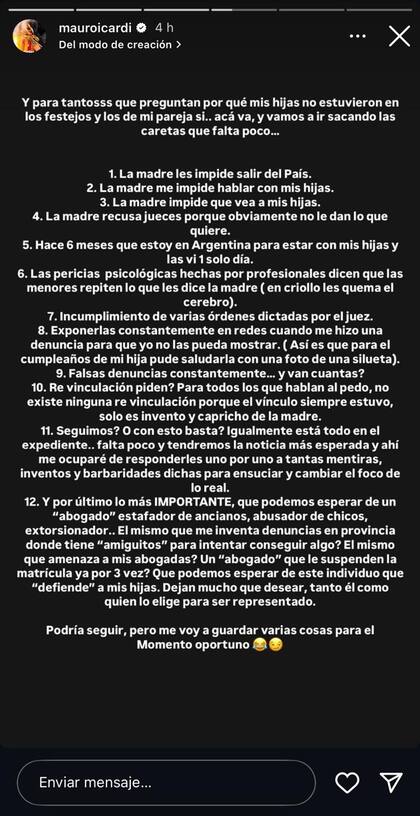 Mauro Icardi volvió a apuntar contra Wanda Nara (Foto: Instagram @mauroicardi)