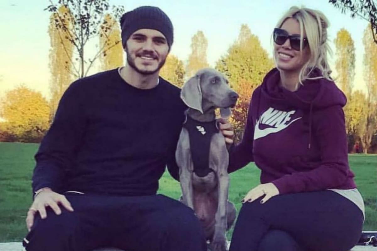 Mauro Icardi y Wanda Nara junto a su mascota