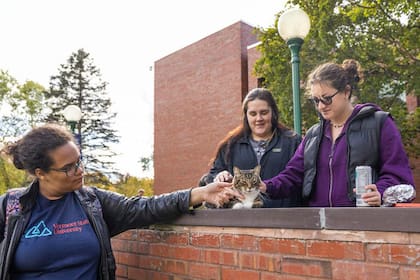 Max vive en la calle de la entrada principal al campus y acude allí diariamente para confraternizar con alumnos y docentes