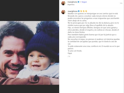 Maxi Ghione y la carta con la que sorprendió en medio de su situación (Foto: Captura Instagram/@maxighione)