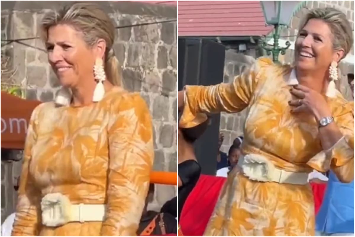 Máxima volvió a sorprender con sus pasos de baile durante su gira por el Caribe (Foto: Captura de video / Twitter)