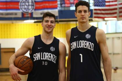 Máximo Fjellerup y Agustín Cáffaro, campeones en los Panamericanos de Lima, finalistas en China 2019 y compañeros en San Lorenzo, que juega con los Cavaliers en Cleveland