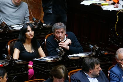 Máximo Kirchner, ayer, en el recinto de la Cámara de Diputados