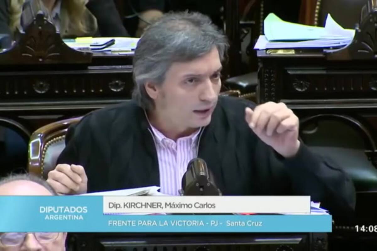Maximo Kirchner durante el debate en Diputados sobre el impuesto a las ganancias