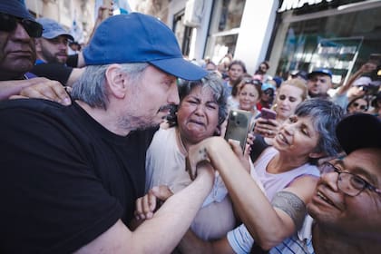 Máximo Kirchner, el miércoles pasado, en la columna de La Cámpora durante la marcha de la CGT por el paro general contra Milei