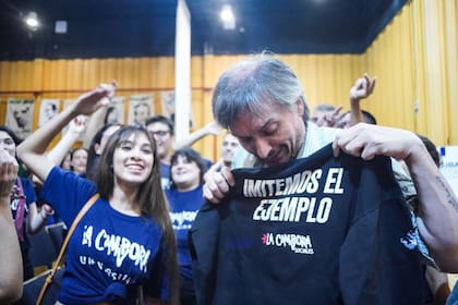 Máximo Kirchner, el sábado, en el auditorio de la Facultad de Ciencias Sociales de la Universidad de Buenos Aires
