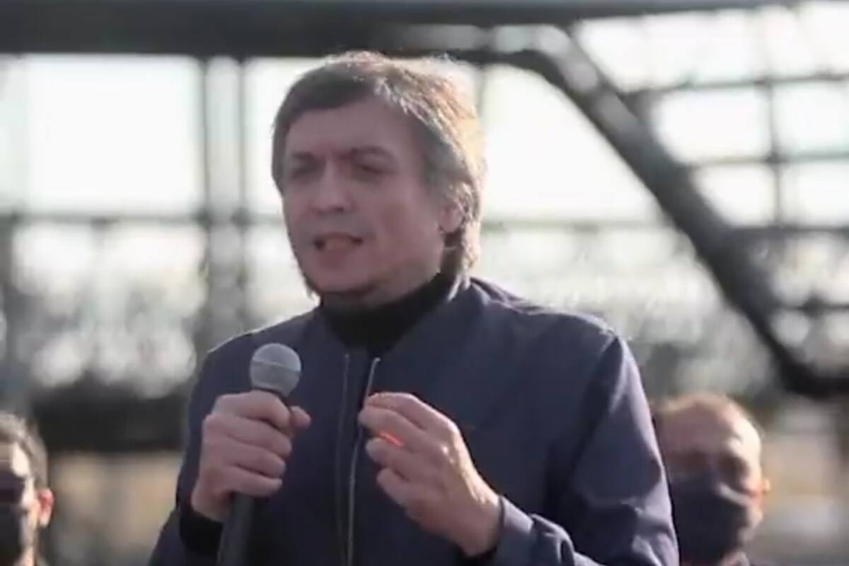 Máximo Kirchner en el acto en el Mercado Agroganadero en Cañuelas