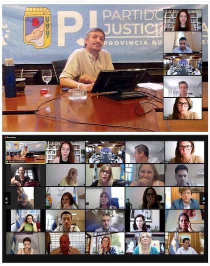 Máximo Kirchner, en el encuentro virtual del Consejo del PJ bonaerense