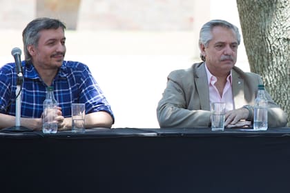 Máximo Kirchner y Alberto Fernández, hace casi un año, en la quinta de San Vicente que fue propiedad de Juan Perón