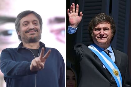 Máximo Kirchner y Javier Milei