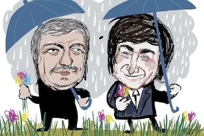 Máximo Kirchner y Javier Milei