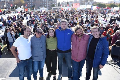 Máximo Kirchner y Juan Grabois, durante la movilización del 24 de marzo