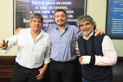 Pablo Moyano, Máximo Kirchner y el diputado Walter Correa, del gremio de curtidores