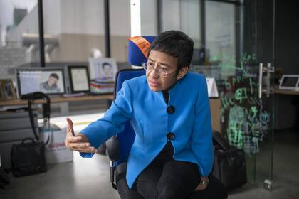 May 7, 2019 - Manila, Philippines: Maria Ressa, 55, CEO and co-founder of Filipino news organization, Rappler. Ressa was one of a collection of journalists named Time magazine's Person of the Year, 2018. Prior to founding Rappler with nine others, she worked for CNN for almost two decades as an investigative reporter in South East Asia. A staunch critic of the Duterte regime, Ressa currently faces numerous criminal charges, for which she faces decades in jail. These charges have been widely condemned in the international community as being politically motivated. (Dave Tacon/Polaris)