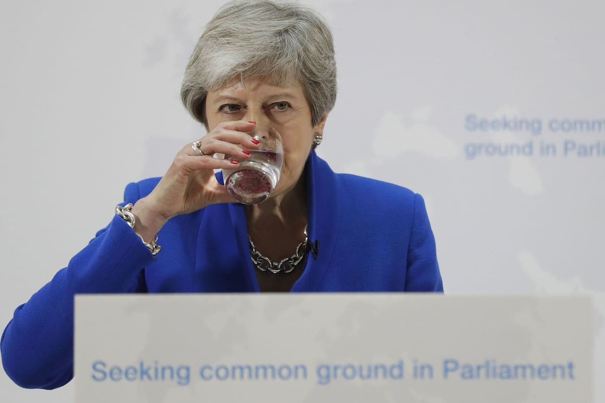 May, ayer, durante un discurso en Londres