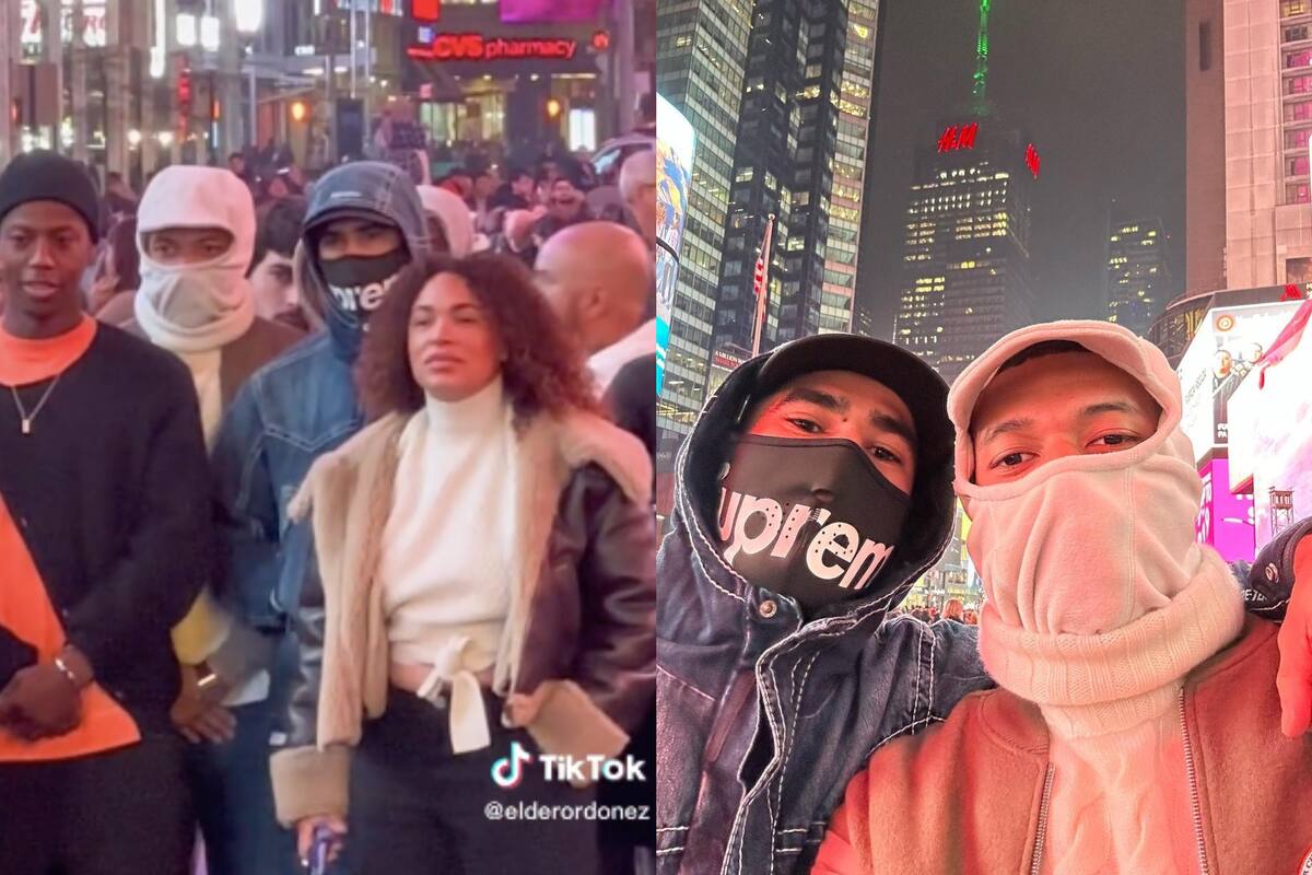 Mbappé y Hakimi trataron de pasar desapercibidos en Times Square