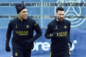 Mbappé y Messi, en el entrenamiento de PSG