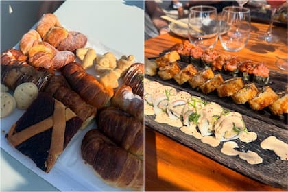 Medialunas y sushi: parte del menú con el que fueron agasajados el Peque y sus amigos en Ibiza