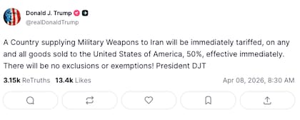 Mediante un posteo en su propia red social, Trump anunció un "arancel de guerra" de un 50%. @realDonaldTrump