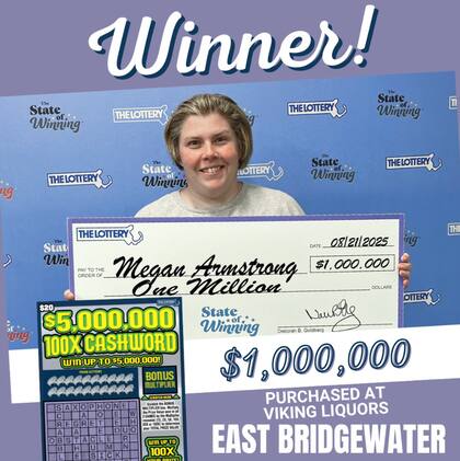 Megan Armstrong ganó US$1 millón en el juego instantáneo “$5,000,000 100X Cashword”