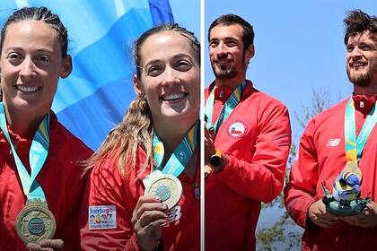 Melita, Antonia, Ignacio y Alfredo Abraham, remeros de oro, plata y bronce para Chile en Santiago 2023