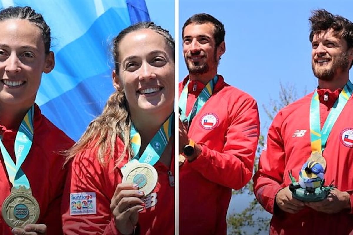 Melita, Antonia, Ignacio y Alfredo Abraham, remeros de oro, plata y bronce para Chile en Santiago 2023