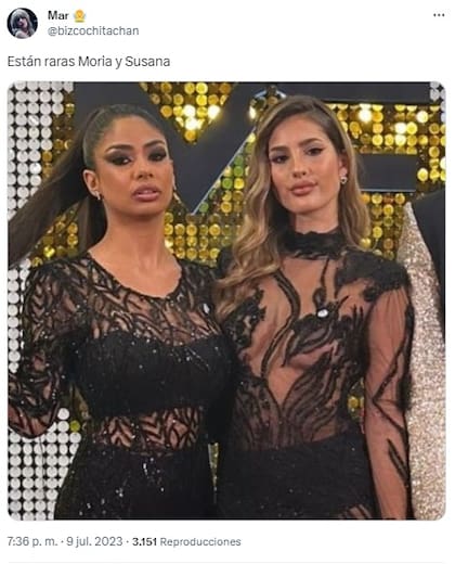 Meme sobre Julieta Poggio y Daniela Celis de Gran Hermano en comparación con Moria Casán y Susana Giménez