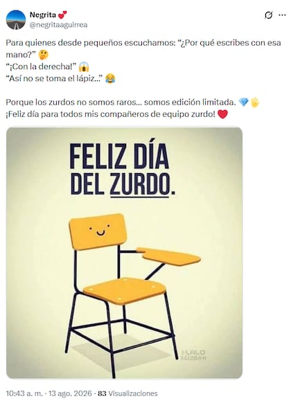Memes por el Día del Zurdo (Foto: Captura X/@@negritaaguirrea)